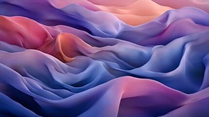Obraz premium Abstract Wave-Like Fabric Textures in Shades of Blue and Pink Creating a Soft and Flowing Aesthetic