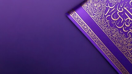 Purple Quran Cover with Gold Arabic Calligraphy