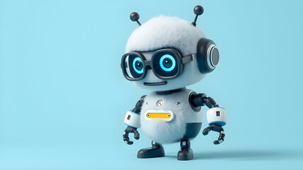 Cute furry robot illustration. Generative AI