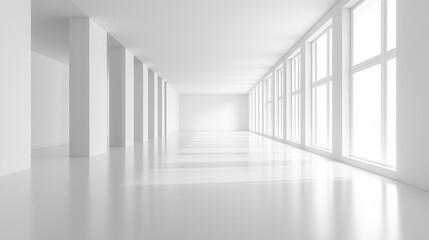 empty white room with 3 d white background