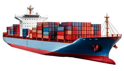 cargo container ship isolated on transparent background	