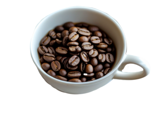 cup of coffee beans isolated  no background
