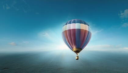 Naklejka premium 뜨거운 공기 풍선이 떠오르는 모습, 고도가 높아질수록 풍선의 색이 점점 밝아지는 표현