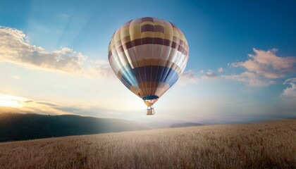 뜨거운 공기 풍선이 떠오르는 모습, 고도가 높아질수록 풍선의 색이 점점 밝아지는 표현