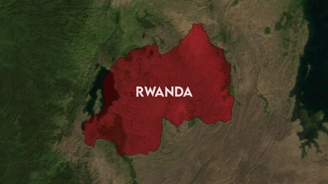 Zoom from Earth to Rwanda. World map animation with country borders, Images from NASA
