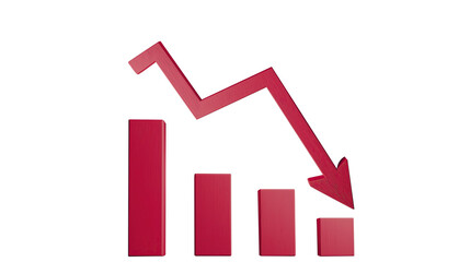 Red Downward Arrow Chart &ndash; Showing Decline Trend on Transparent Background