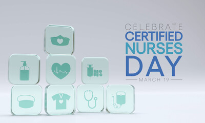 Certified Nurses day is celebrated annually on March 19 worldwide, it is the day when nurses celebrate their nursing certification. 3D Rendering