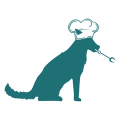 Dog Grill Master Barbecue Chef's Hat Cook Hunger Design Lover Art Vector Illustration Card T-Shirt Poster Sticker Graphic Print Decorative Drawing Isolated Logo Decoration Symbol Creative Cool Style
