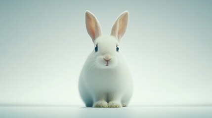 Adorable white rabbit relaxing on a rustic wooden table, serene moment of peace and comfort