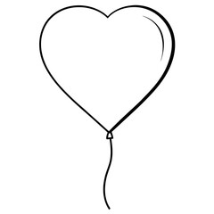 heart shaped balloon black silhouette vector, Simple silhouette Design vector icon with white background.  