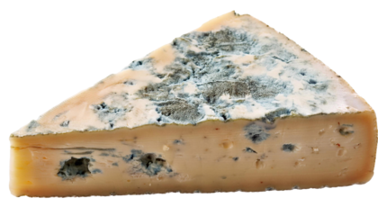 Wedge of blue cheese isolated on transparent background