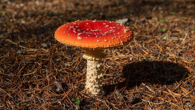 Vibrant red Inocybe geophylla mushroom in forest setting