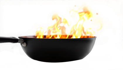 Fiery Flames Erupting from Cooking Pan