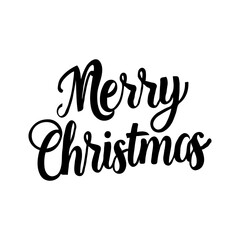 Merry Christmas hand-drawn text on white background. Vector illustration