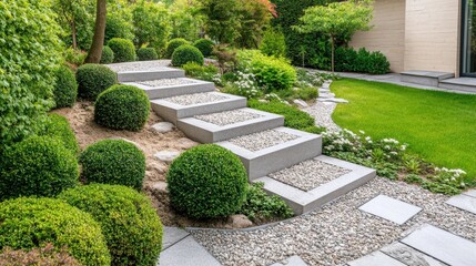 Calming Gravel Pathway in a Serene Garden Setting