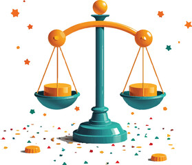 Vector legal justice scale icon, concept logo, classic illustration, full-color.
