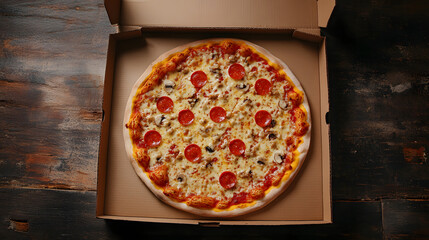 Flat Pizza Box Ready for Personalized Logo Design and Marketing