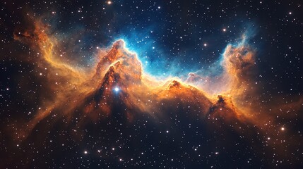 Naklejka premium Majestic cosmic nebula formation outer space astrophotography astronomical environment wide-angle view celestial wonders