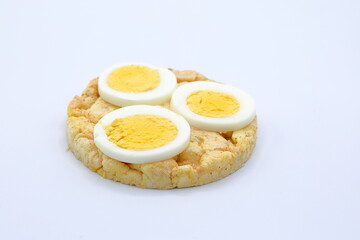Small sandwich with boiled egg. Healthy and fast food.