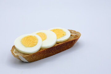 Small sandwich with boiled egg. Healthy and fast food.