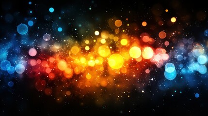 Obraz premium Colorful bokeh lights swirl, dark background, festive design