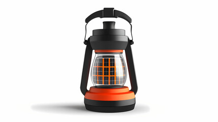 Hiking lantern with solar charging on plain white background. Solar Plains. Illustration