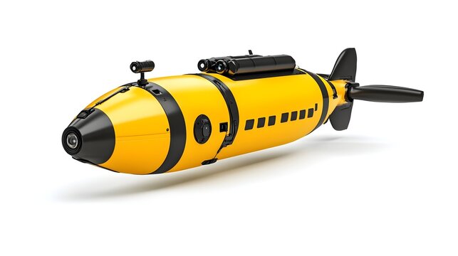 A bright yellow mini-submarine designed for underwater exploration, featuring a streamlined body and advanced technology.