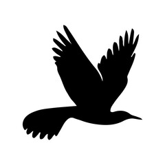 Vector illustration. Silhouette of a bird on a black background. Flight.