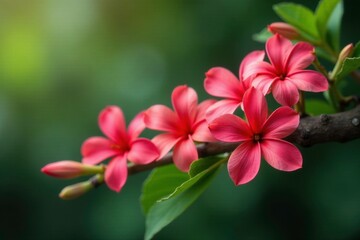 Fresh Justicia adhatoda flowers on a wooden branch, plant stems, decorative elements, blooming flowers