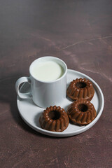 Chocolate Mini Bundt Cakes with Milk Mug