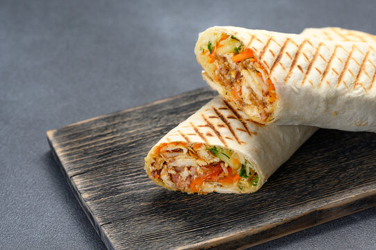 delicious shawarma, sausage and doner