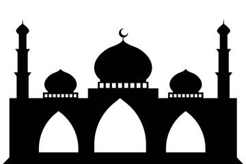 mosque masjid silhouette vector design with white background