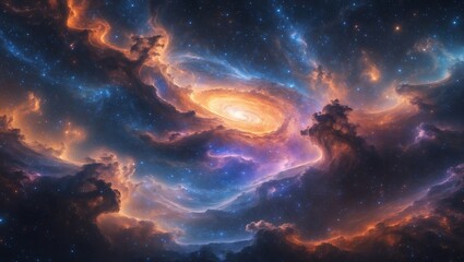 Fototapeta premium Ethereal cosmic nebula with vibrant colors