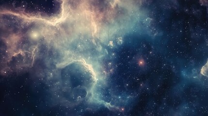 Fototapeta premium Colorful interstellar nebula in deep space with bright stars and cosmic clouds