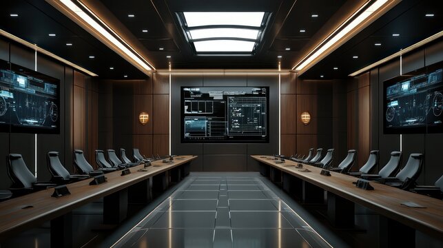 Futuristic Control Room Monitoring Data - Powered by Adobe