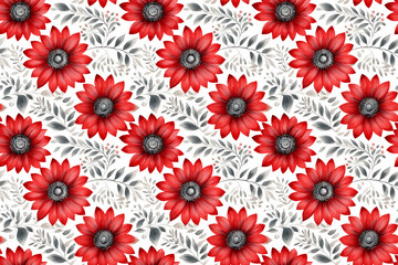 Seamless sunflower flowers red and gray background pattern wallpaper