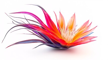 Fototapeta premium A vibrant, colorful flower display in shades of pink, orange, and purple against a clean white background.