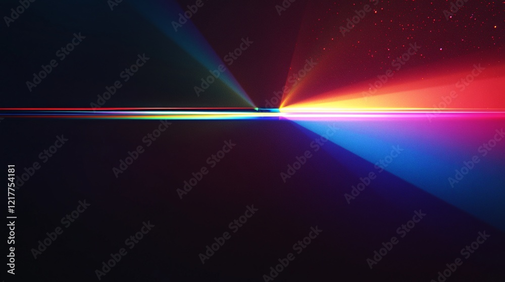 Wall mural abstract representation of light beams creating a vibrant spectrum in a dark setting.