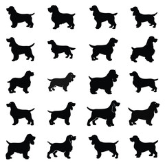 A set of cute dog vector silhouette