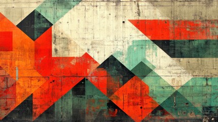 Striking Modern Geometric Mural with Soft Light Textures