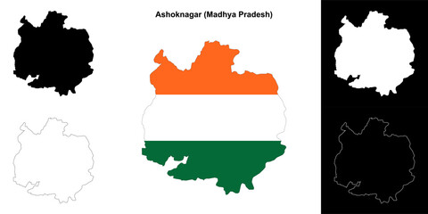 Ashoknagar district (Madhya Pradesh) outline map set