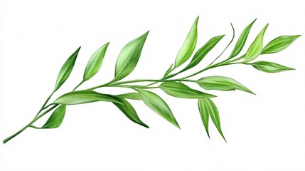 Fototapeta premium A vibrant green leaf branch showcasing fresh, delicate foliage with varying shades of green.