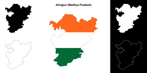 Alirajpur district (Madhya Pradesh) outline map set