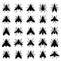 A set of fly silhouette vector illustration
