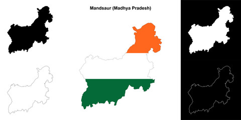 Fototapeta premium Mandsaur district (Madhya Pradesh) outline map set