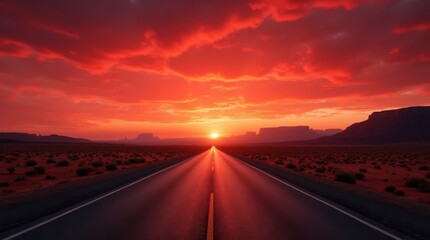 Desert Highway at Sunset
