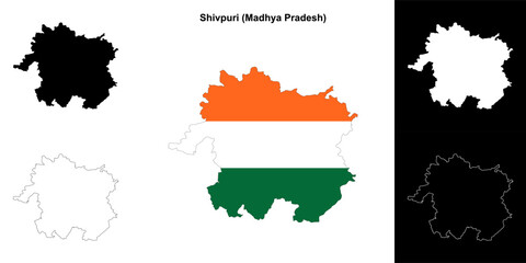 Shivpuri district (Madhya Pradesh) outline map set