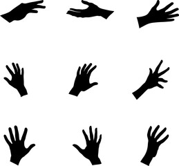 set of hands silhouettes