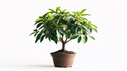 Obraz premium A vibrant green indoor plant in a brown pot, showcasing lush leaves and a well-maintained structure.