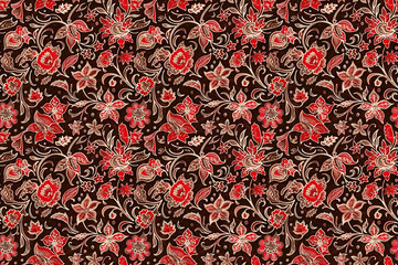 Seamless batik red and brown pattern
